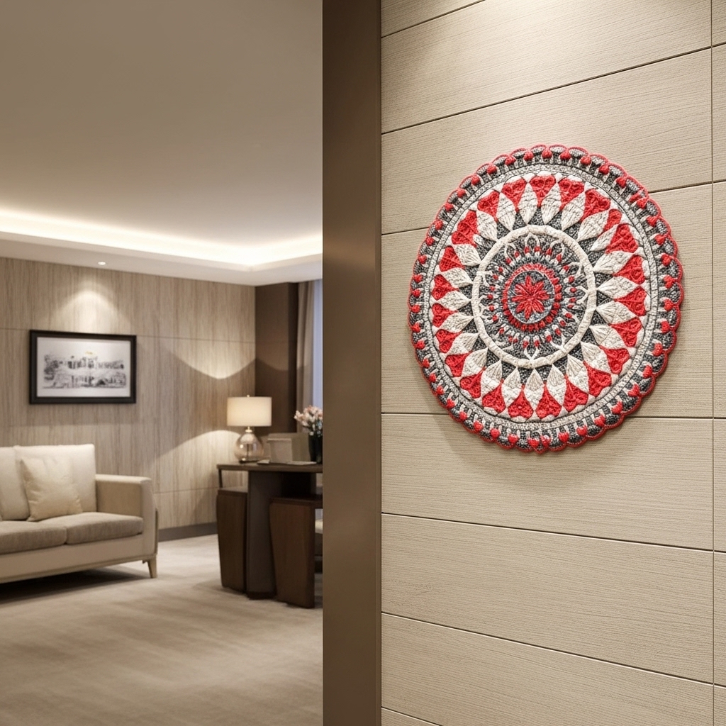 Exemplo de painel de parede inspirado no Mosaico Crochet