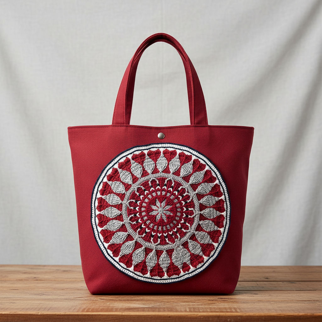 Exemplo de bolsa com inspiração em Mosaico Crochet