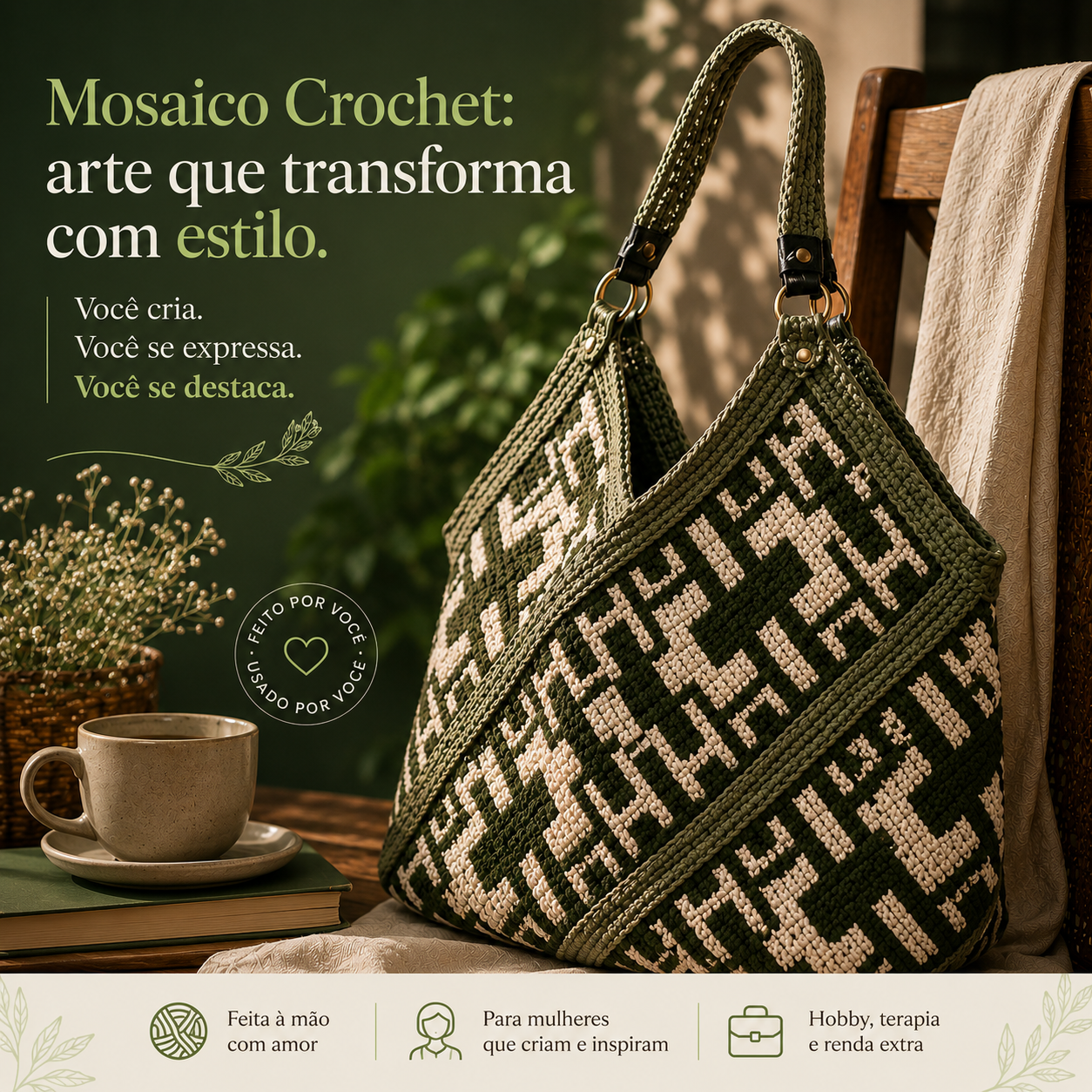 Bolsa Elysium em Mosaico Crochet