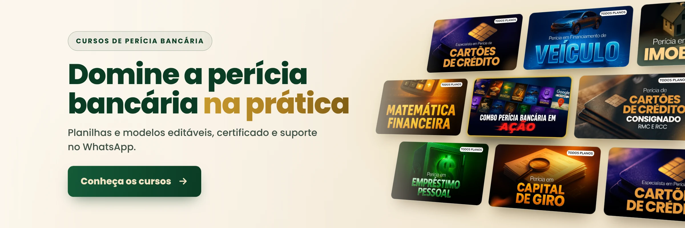 Cursos de perícia bancária com planilhas e modelos editáveis, certificado e suporte no WhatsApp