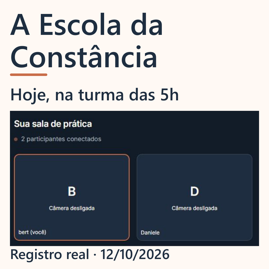 Registro real de 12 de outubro de 2026 na turma das 5h: Hebert e Daniele na sala, ambos com câmera desligada.
