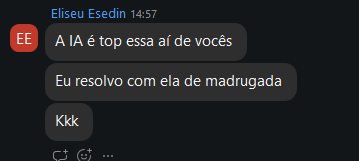 Print de depoimento no WhatsApp sobre o uso da IA