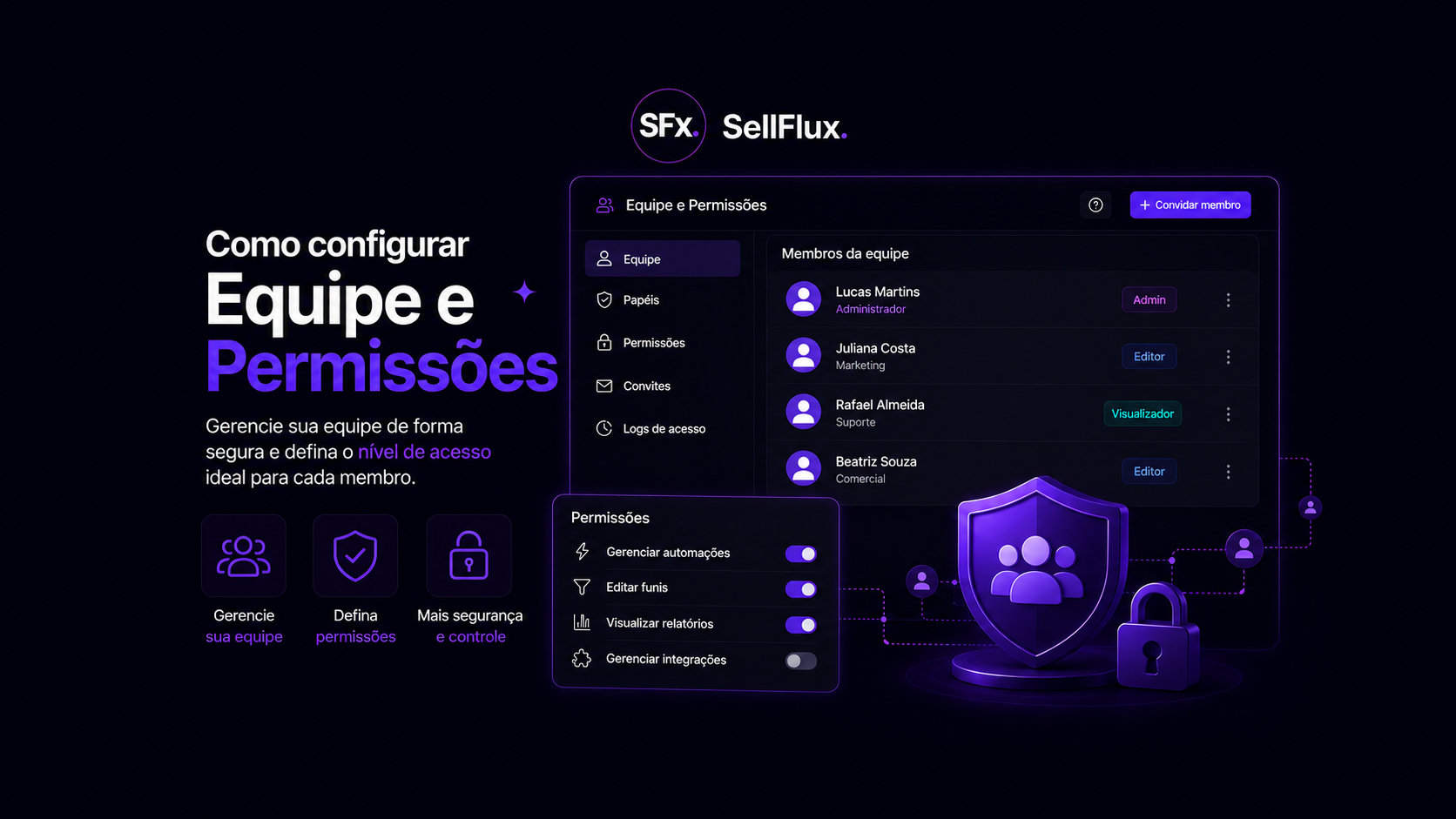 Como configurar Equipe e Permissões
